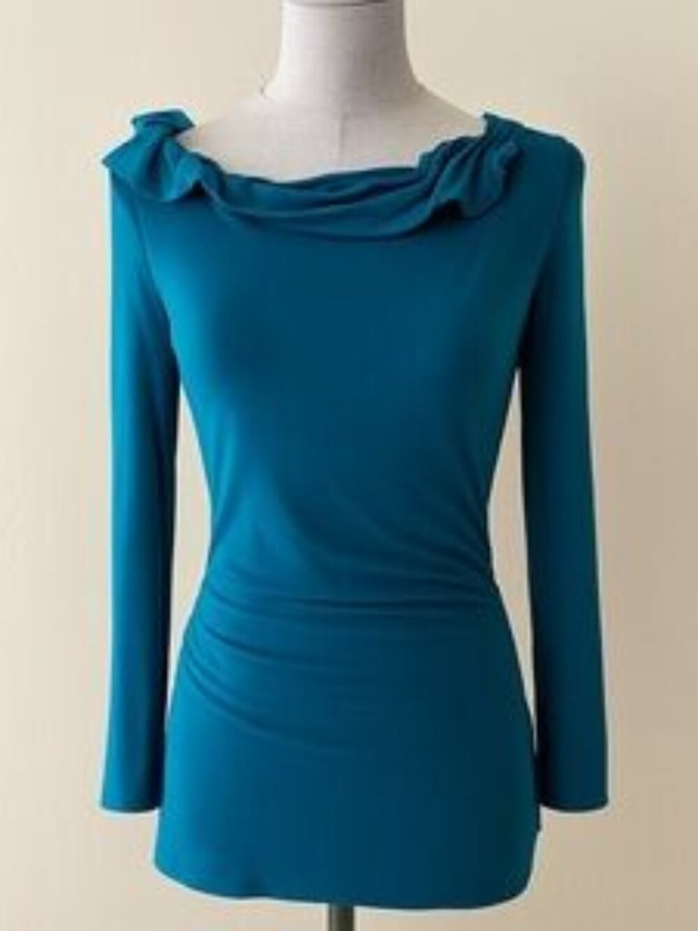 Josephine Embellished Blouse by Deletta in Teal/Dark Blue-Green, Size Small